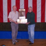 Bob Hall (left) and Dick O’Rourke from South County with the RI Smallbore Rifle League trophy dating back to 1933.